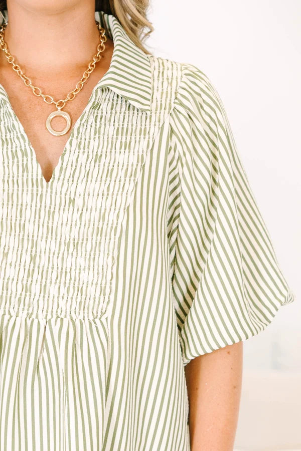 Do It All Top, Olive Stripe