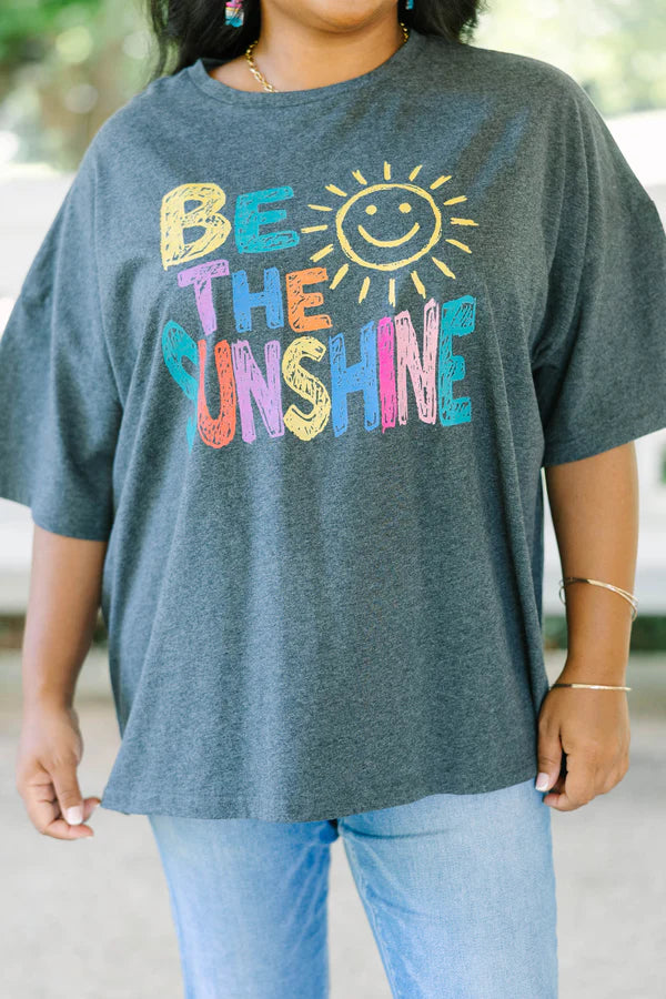 Be the Light Boyfriend Tee, Charcoal