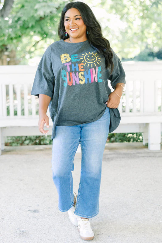Be the Light Boyfriend Tee, Charcoal