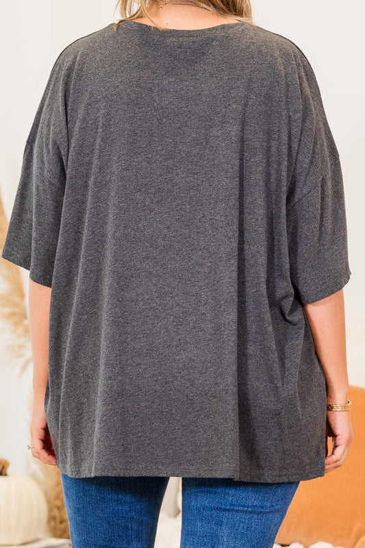 Checkered Pumpkin Boyfriend Tee, Charcoal