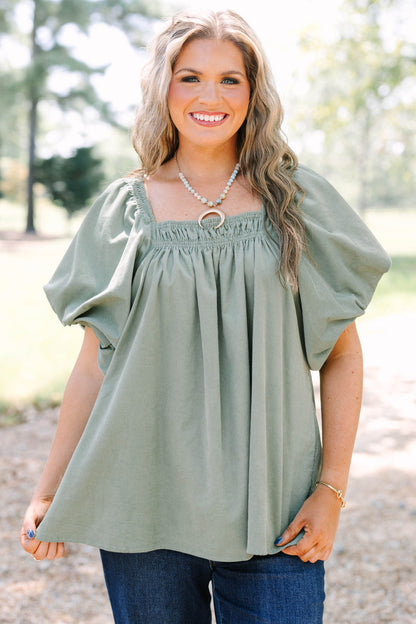 Cozy Love Top, Olive Corduroy