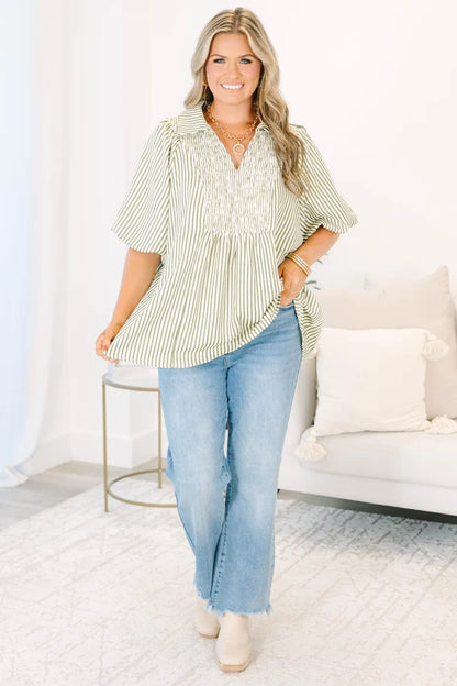 Do It All Top, Olive Stripe
