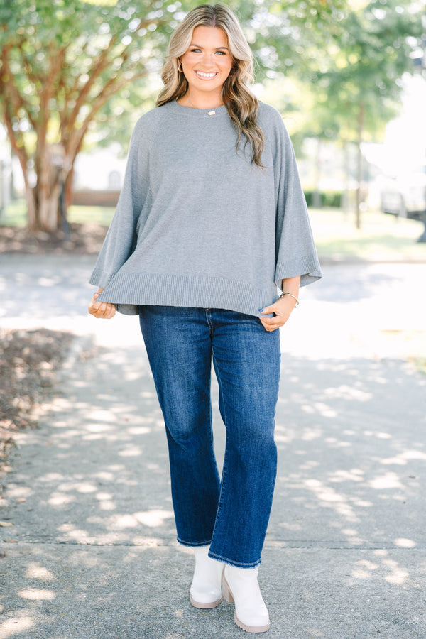 Feeling Grateful Sweater, Gray