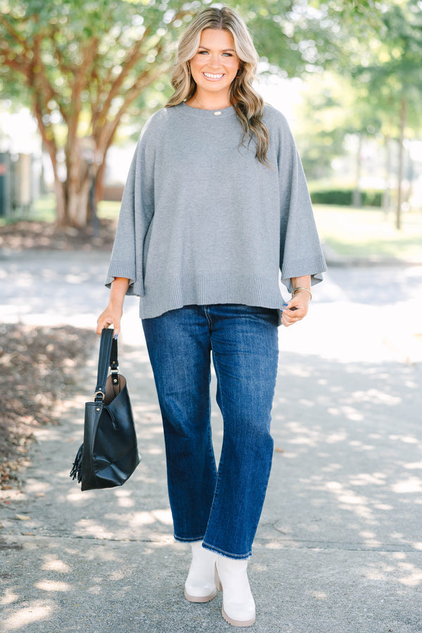 Feeling Grateful Sweater, Gray