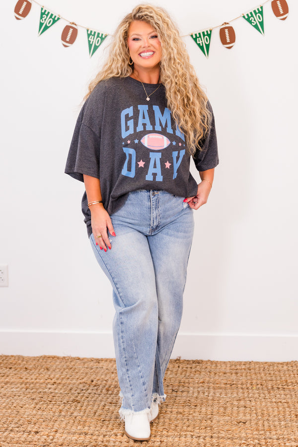 Game Days Are For The Girls Boyfriend Tee, Charcoal