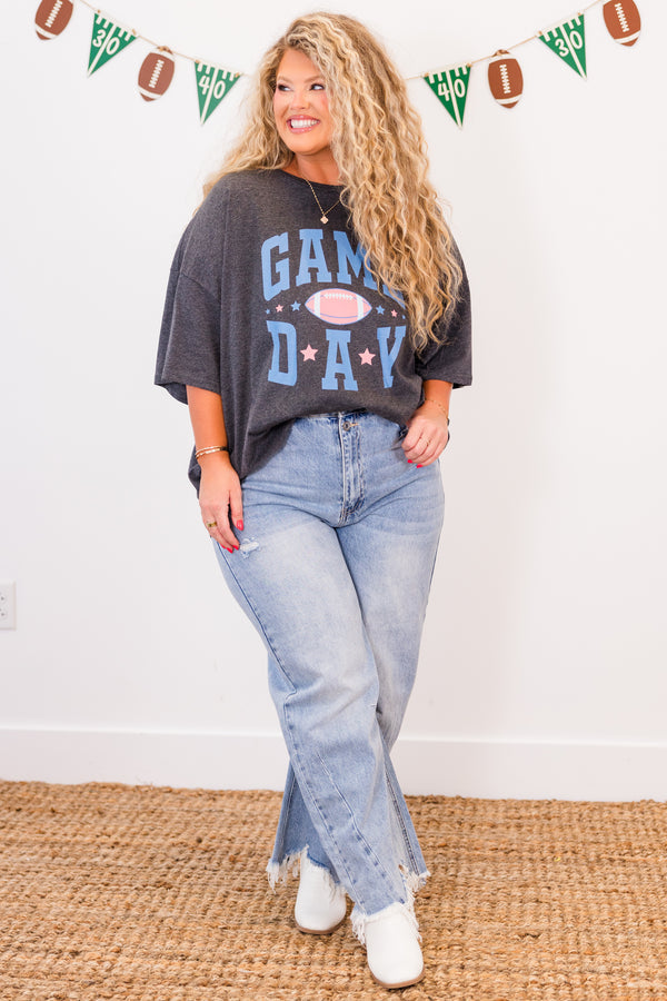 Game Days Are For The Girls Boyfriend Tee, Charcoal