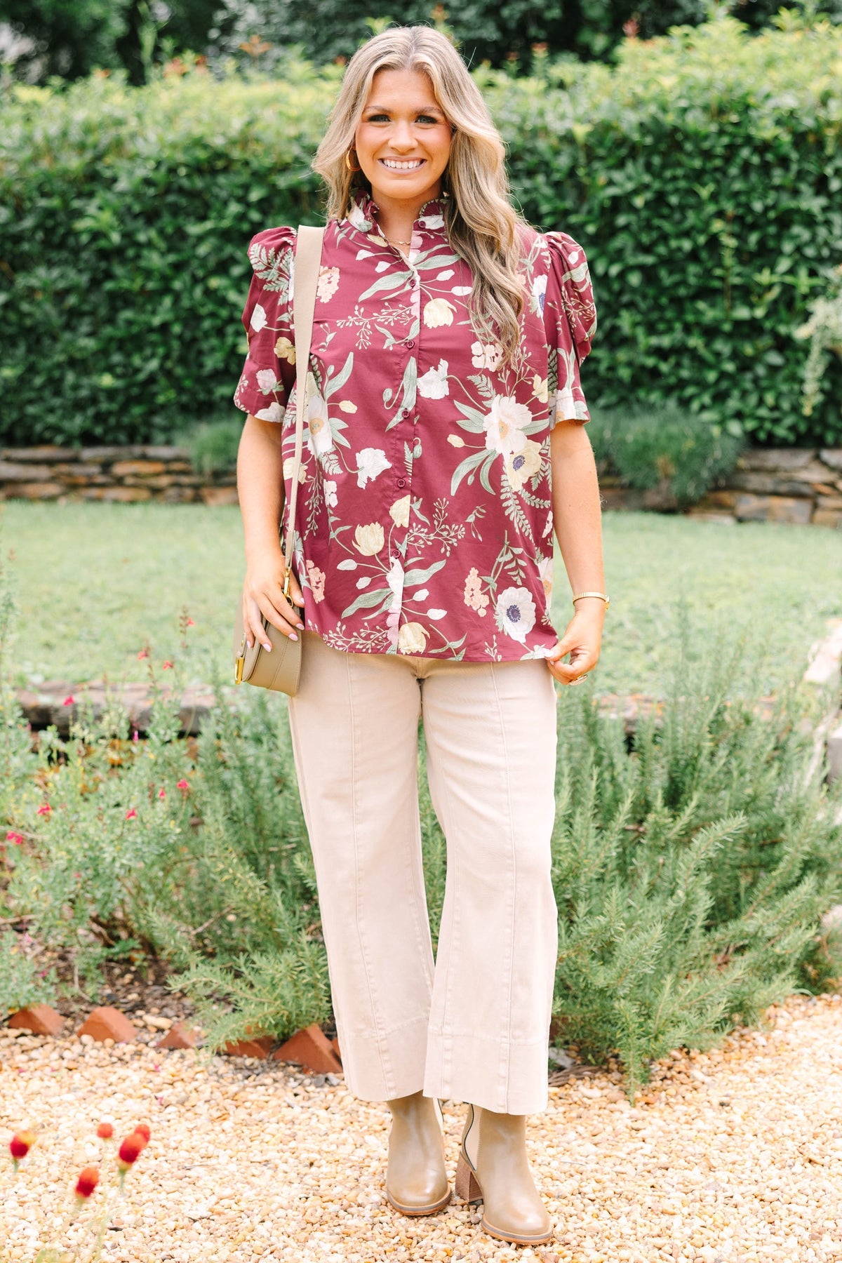 Going The Right Way Top, Burgundy