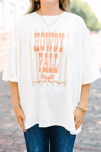 Howdy Fall Boyfriend Tee, Ivory
