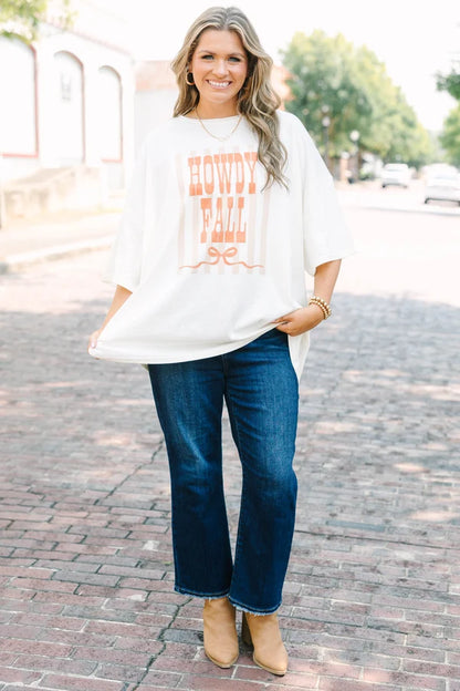 Howdy Fall Boyfriend Tee, Ivory