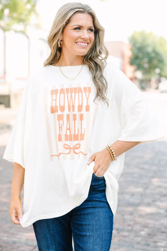 Howdy Fall Boyfriend Tee, Ivory