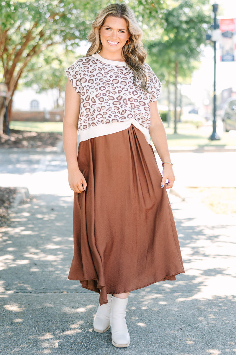 Just Believe Dress, Brown