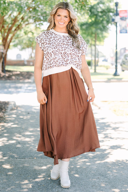 Just Believe Dress, Brown