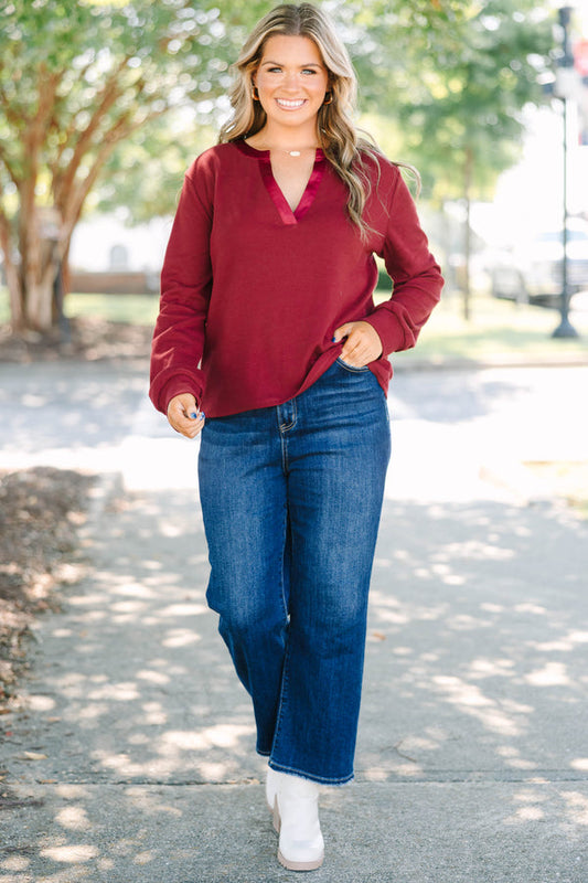 Never Let Go Top, Burgundy