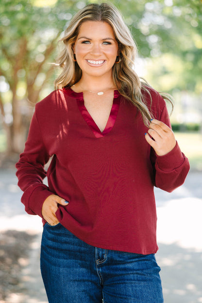 Never Let Go Top, Burgundy