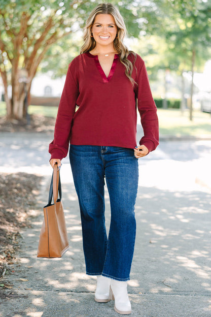 Never Let Go Top, Burgundy