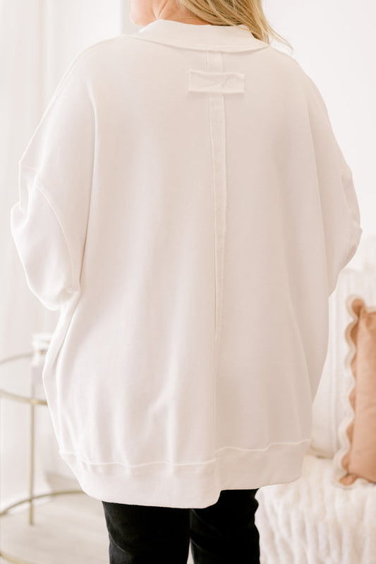 Patchwork Pumpkin Mock Neck Pullover, Ivory