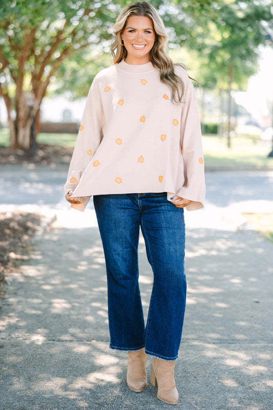 Cozy Pumpkin Sweater, Taupe