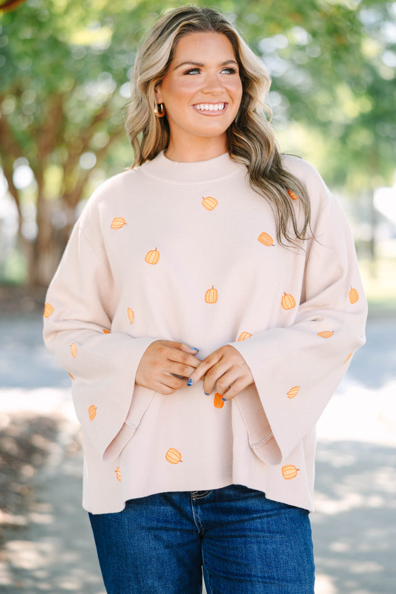 Cozy Pumpkin Sweater, Taupe