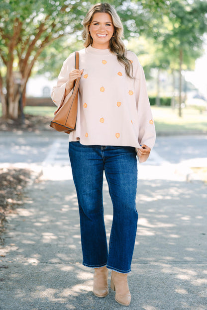 Cozy Pumpkin Sweater, Taupe